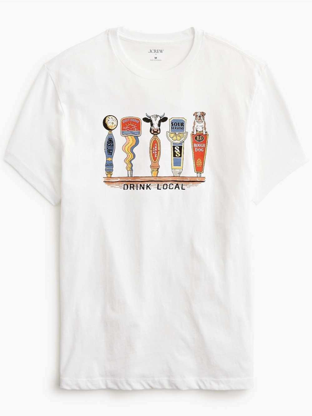 J Crew Men’s Craft Beer Drink Local Graphic Tee Short Sleeve White Medium NWT